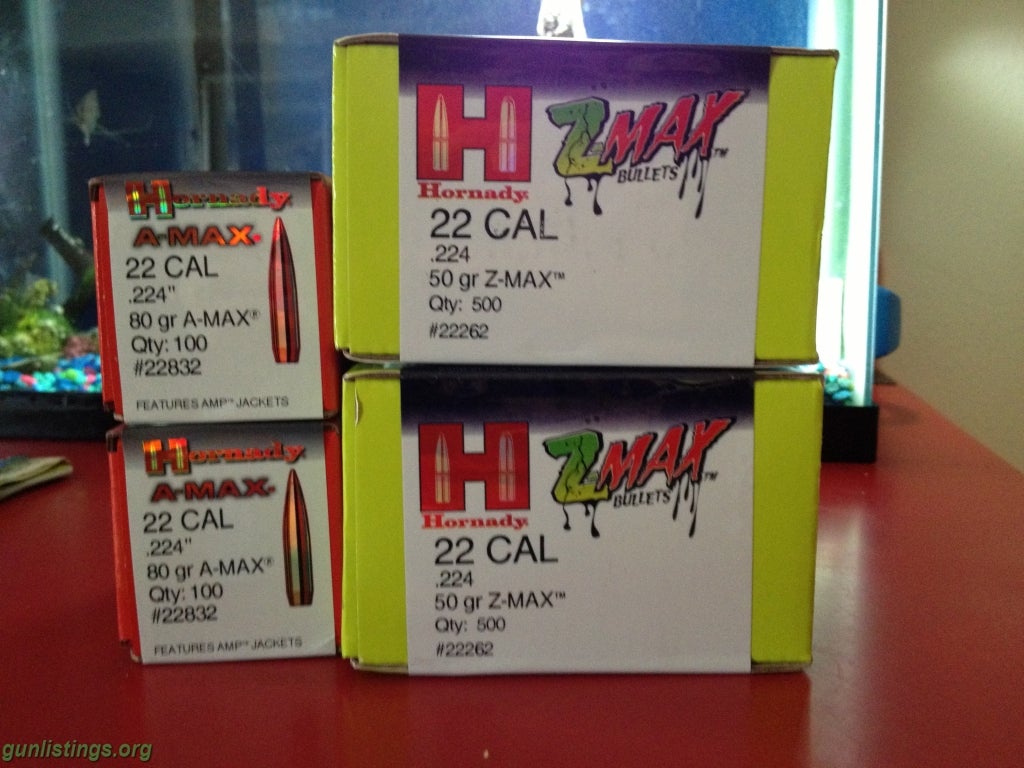 Ammo Hornady .224 Projectiles (Z-Max, A-Max)