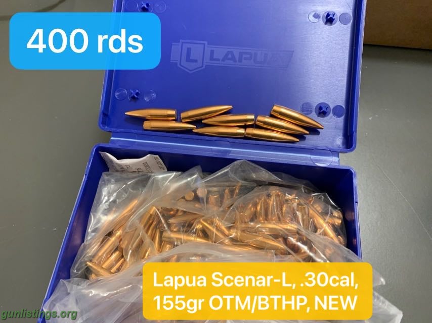 Ammo LAPUA 30(.308) 155gr HPBT BULLET SCENAR-L ,400 Count