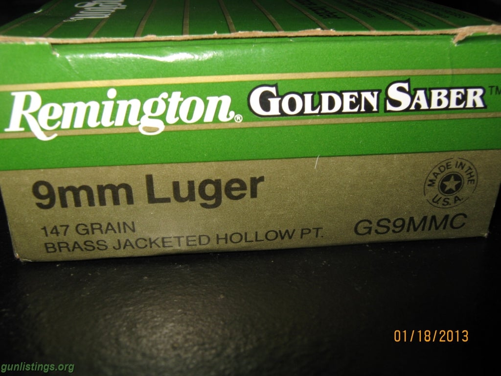 Ammo Remington Golden Saber 147 Grain Hollowpoints 9mm Luge