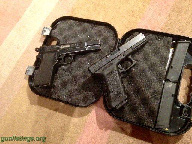 Pistols Austrian Glock 22 And Hi Power Clone By FEG