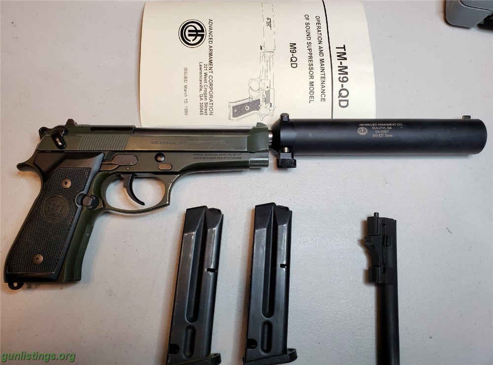 Pistols Beretta 92FS With AAC M9-QD Suppressor