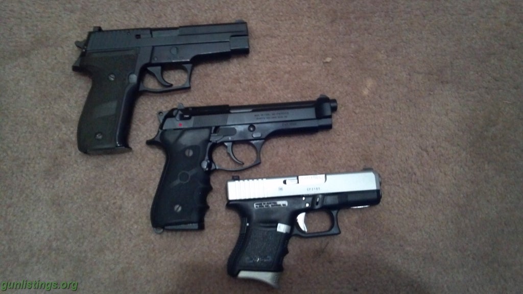 Pistols Beretta 96, Sig P226, Glock 29