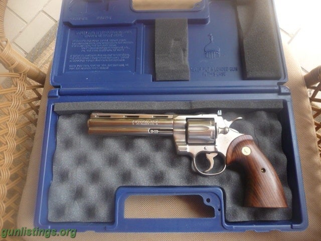 Pistols COLT PYTHON NICKEL 6 INCH