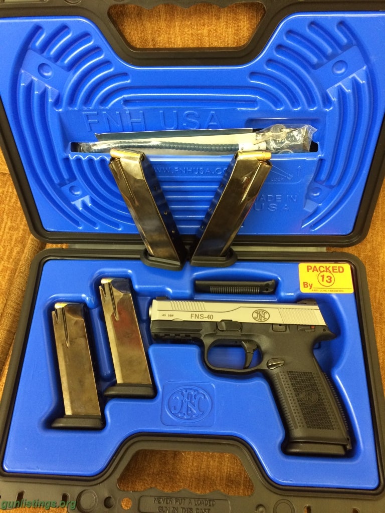 Pistols FNH FNS 40 Stainless W/Night Sights