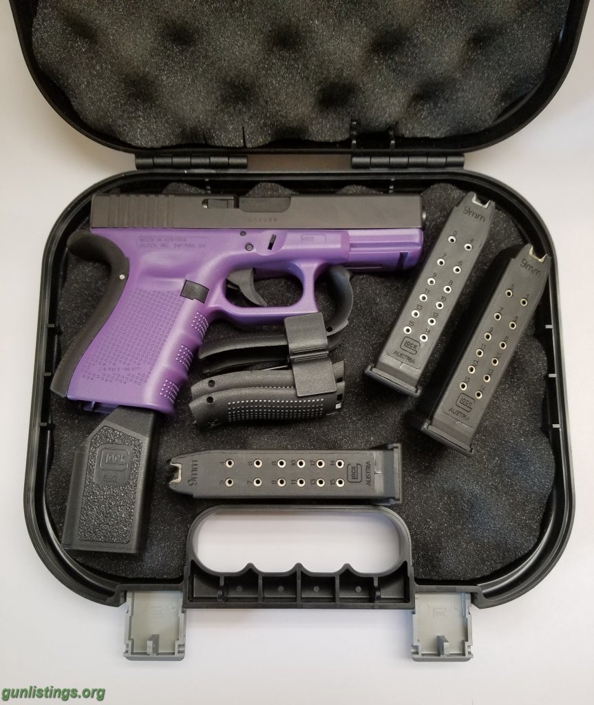 Pistols Glock 19 Gen 4 9mm With X-Werks Lollipop Purple Cerakot