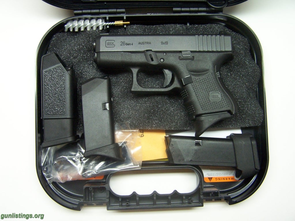 Pistols Glock 26 Gen 4 Subcompact 9mm W/night Sights