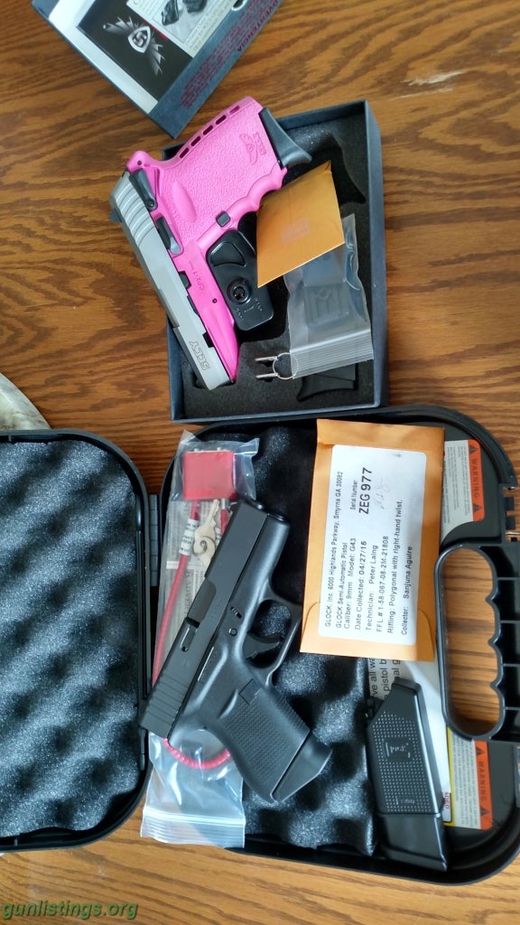 Pistols Glock 43 & SCCY Pink 9mm