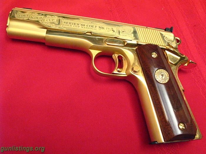 Pistols Gold Colt National Match 45 ACP Made Of Gold