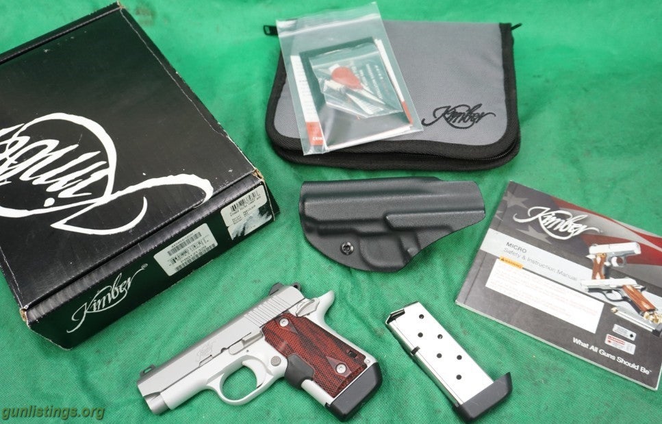 Pistols Kimber Micro-9 Stainless Rosewood CTC Laser Grips