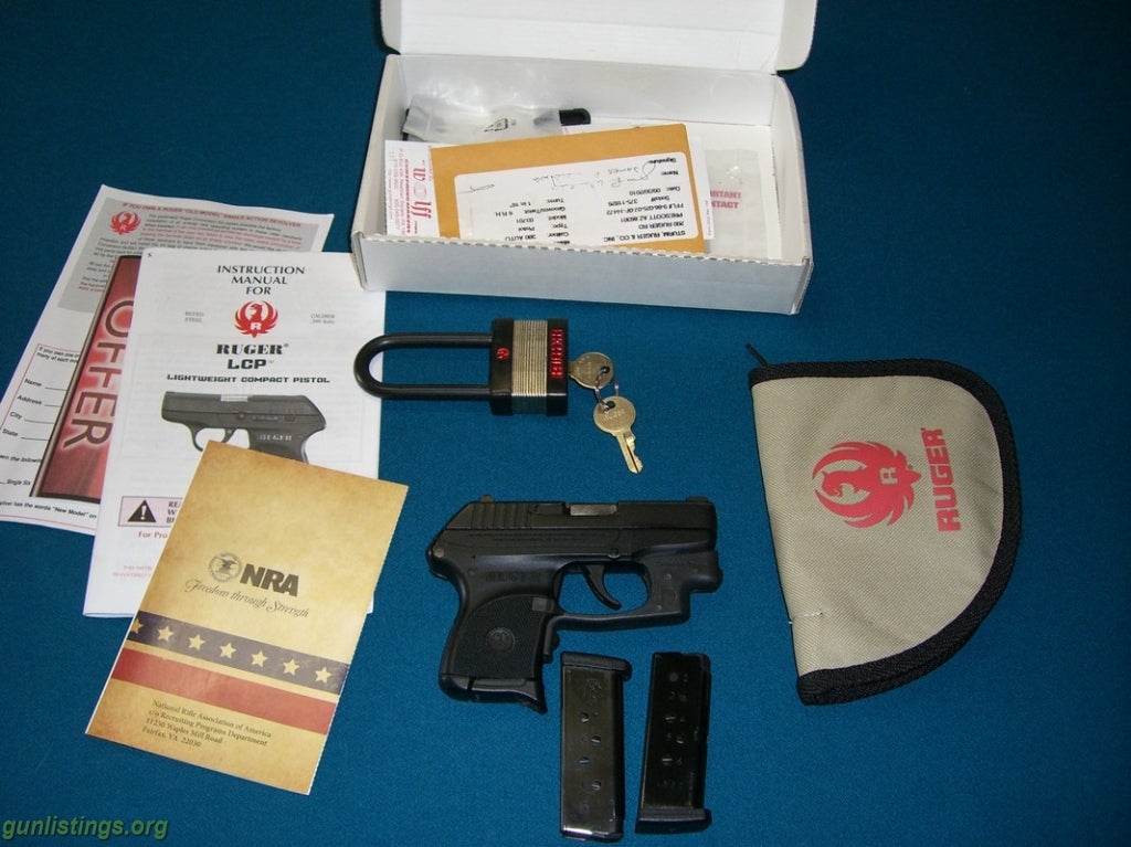 Pistols Ruger LCP .380 Both CT Laser And Trijicon Night Sights