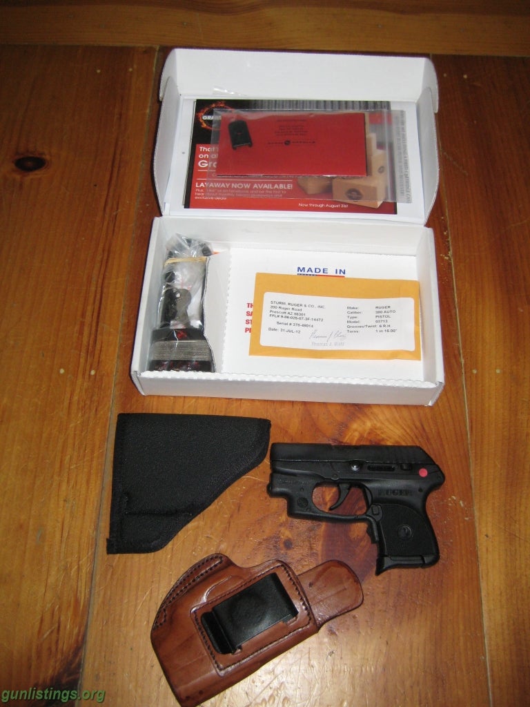 Pistols Ruger LCP .380 Crimson Trace Laser W/ 2 Holsters