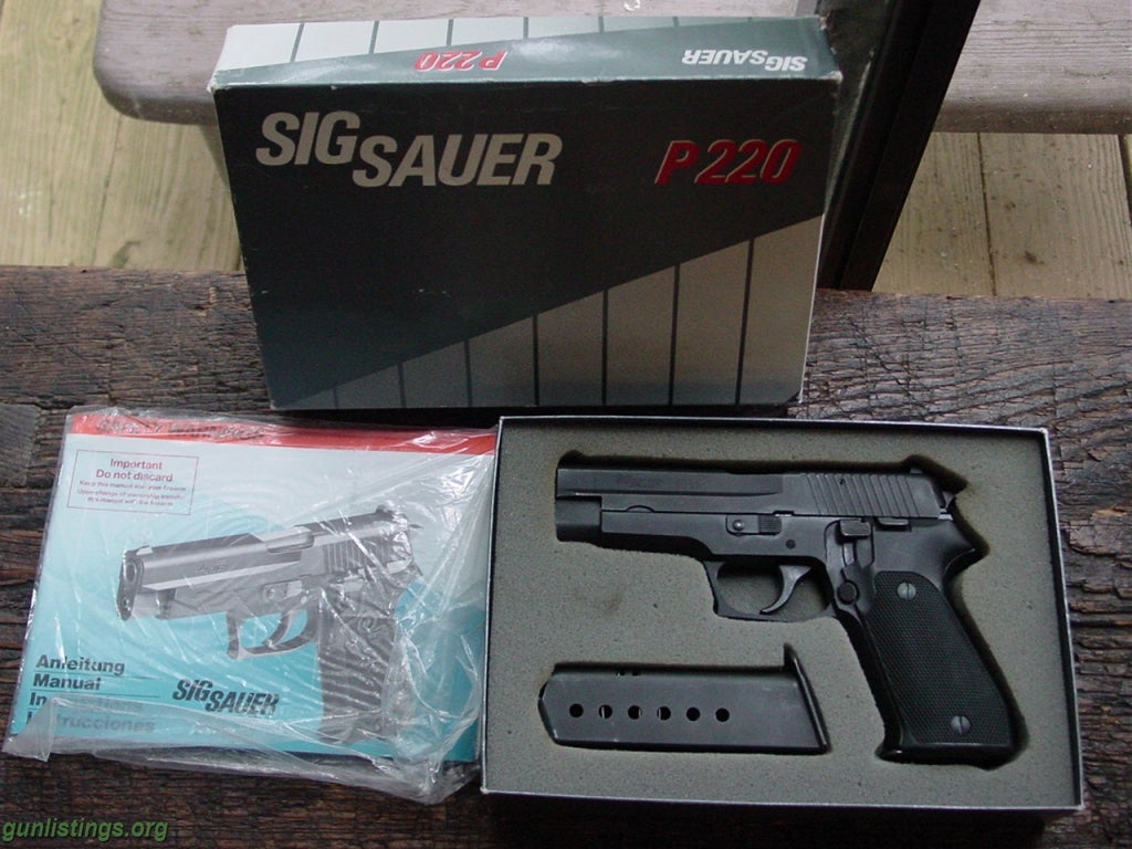 Pistols Sig Sauer P220 45/Box/2 Mags/manual