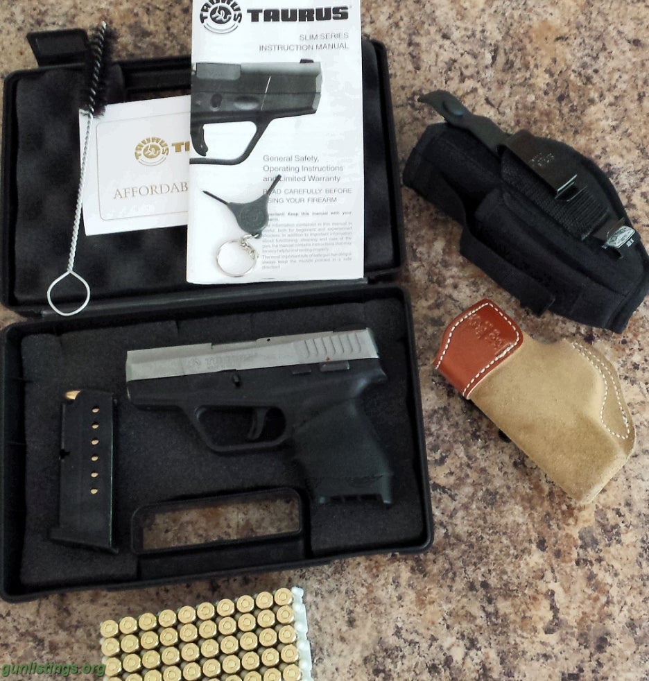 Pistols Taurus 709 Slim Stainless Steel Slide + Extras