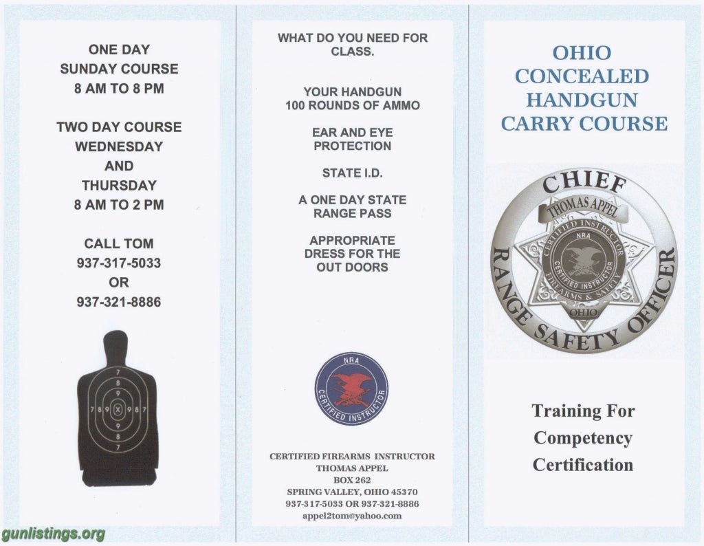 Evemts THE OHIO CONCEALED HANDGUN CARRY COURSE