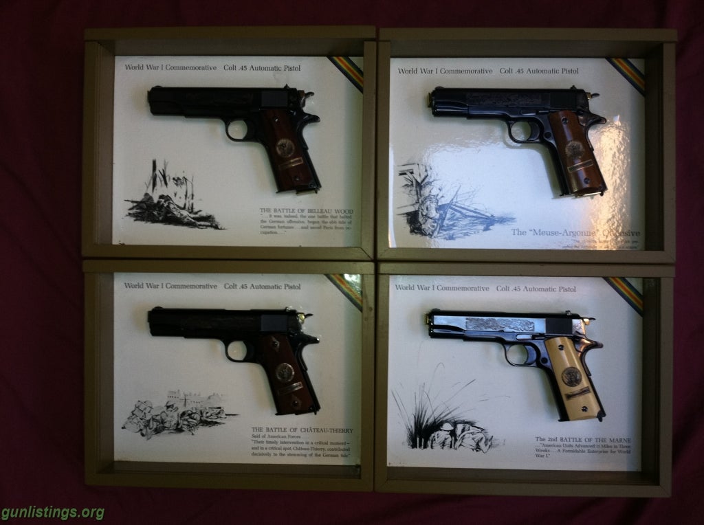 Pistols World War I Commemorative Colt .45 Set Of 4