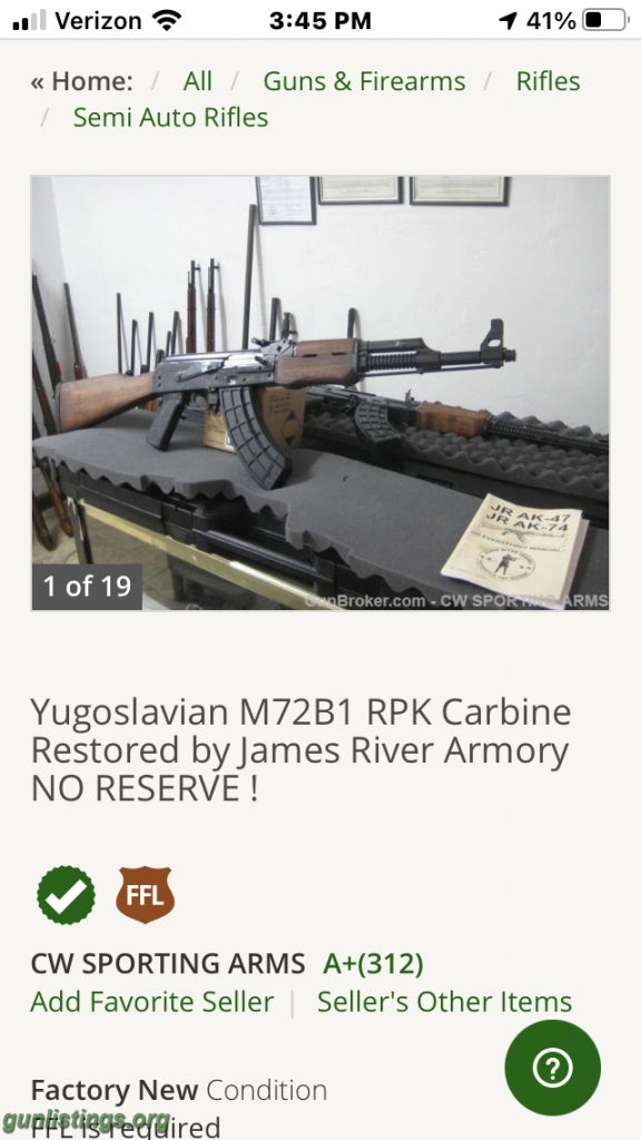 Rifles Ak47 JRA Yugo M72B1