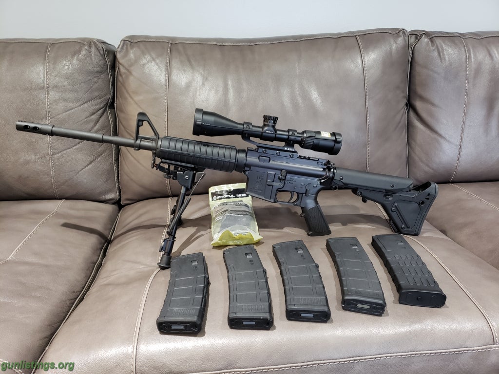 Rifles AR-15 ,Nikon Scope,bipod,6 Mags