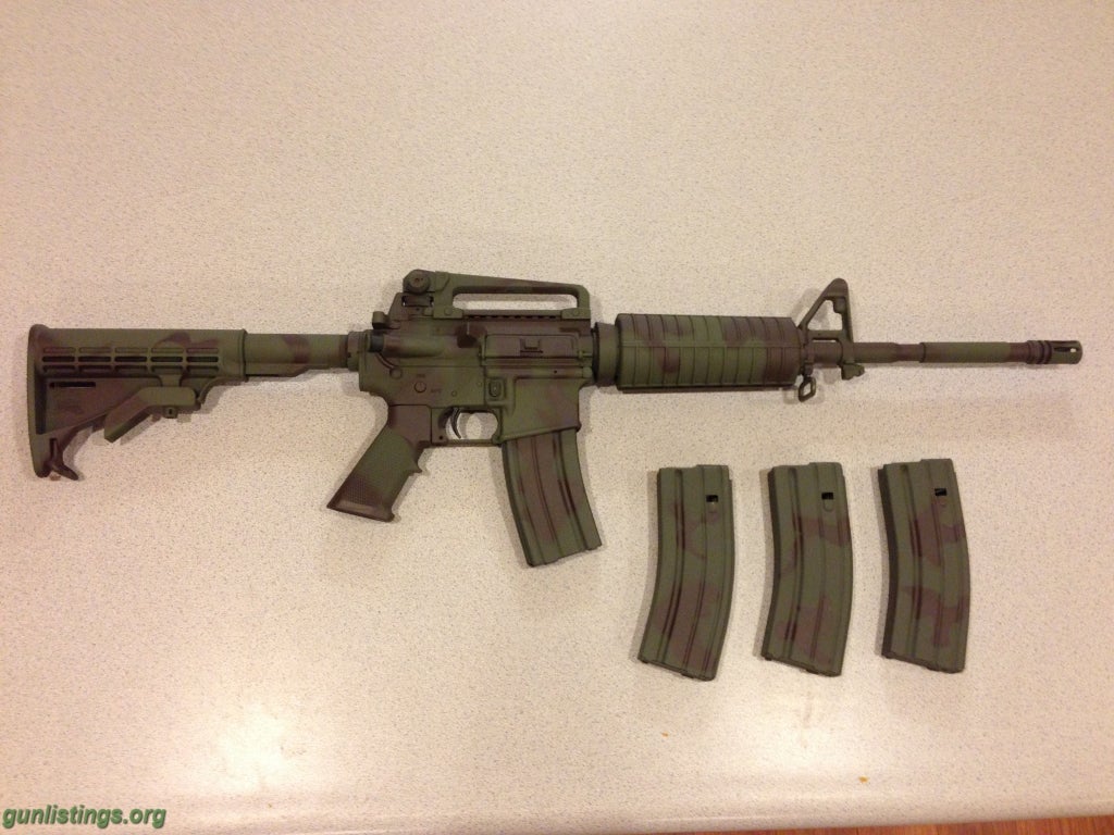 Rifles AR-15 With Custom Woodland Paint