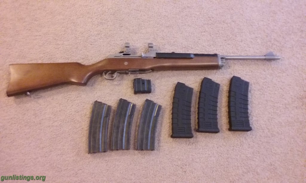 Rifles Ruger Mini-14 Stainless Ranch Rifle .223 W/ 7 Magazines