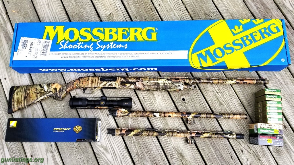 Shotguns Mossberg 535 3-Barrel Combo With Nikon Scope And Shells