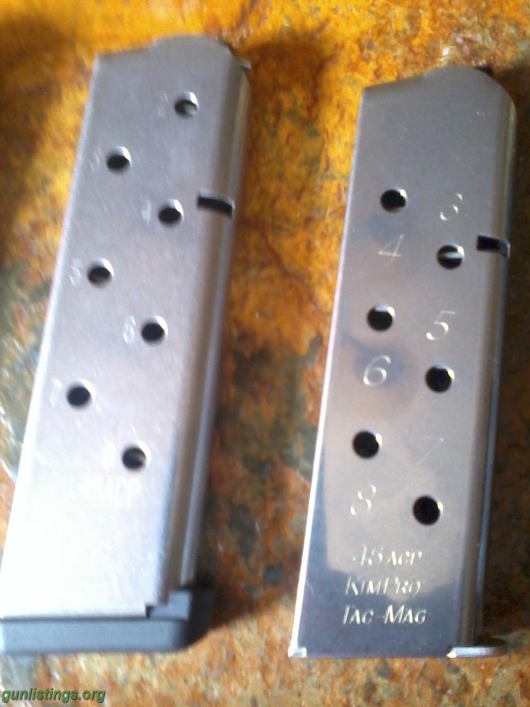 Accessories 1911 .45acp Mags,3 Stainless,1 Blued