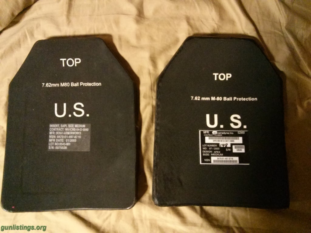 Accessories 2X Military SAPI Armor Plates, Medium