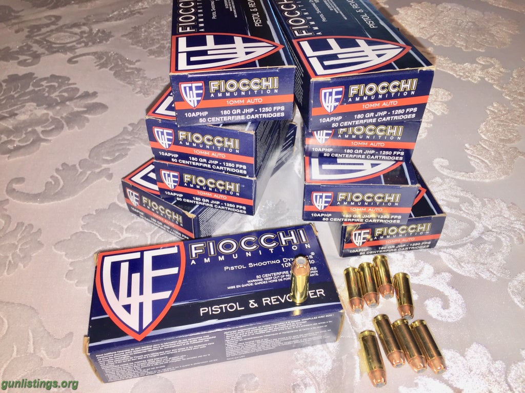 Ammo 10mm Ammo 459 Rounds, Hot 1250 FPS Fiocchi Hollow Point