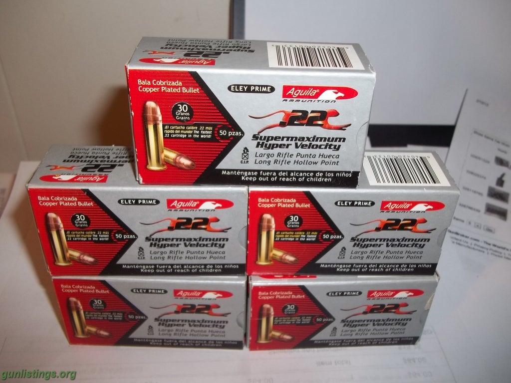 Ammo Aguila Supermax 22lr Hyper Velocity 250 Rnds.