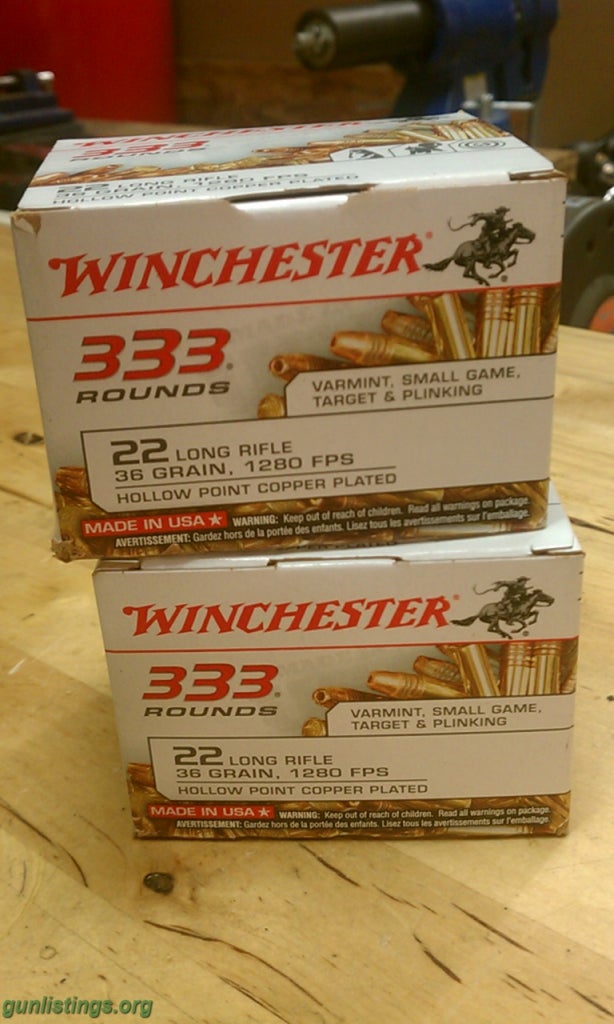 Gunlistings.org - Ammo Winchester .22 LR - HP Box Of 333