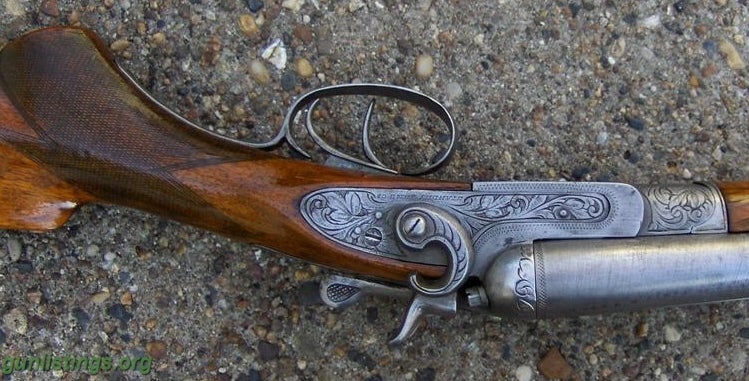 Collectibles Antique Deep Engraved Double Shotgun, Damascus Belgium