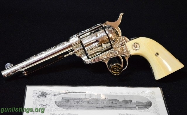 Pistols 1883 Colt SAA Nickel Hand Engraved Single Action