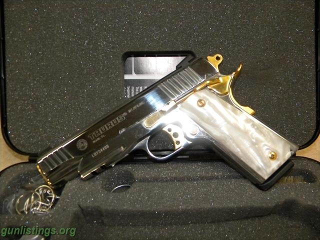 Pistols 1911 .38 Super--Stainless,Gold Accents, Pearl Grips