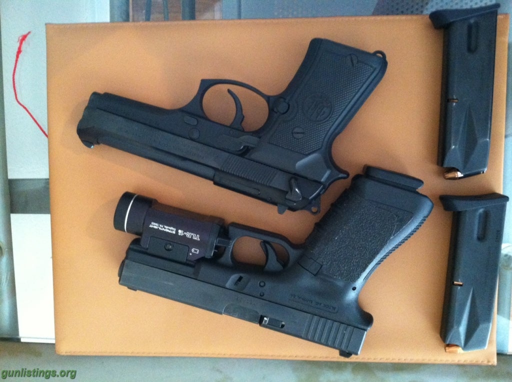 Pistols Beretta 92FS Compact (9mm) And Stoeger P350 12 Gauge