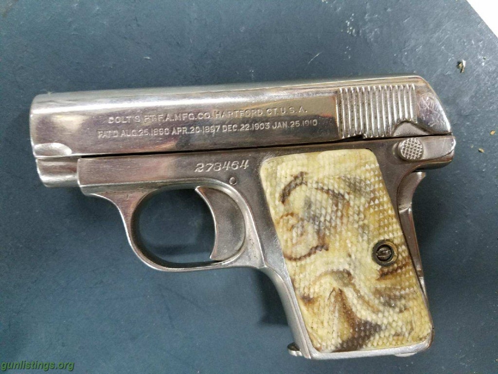 Pistols Colt 1908 25auto Nickel