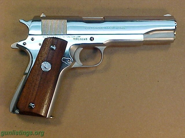 Pistols Colt 45 1911 (FACTORY HIGH POLISH NICKEL SERIES 70