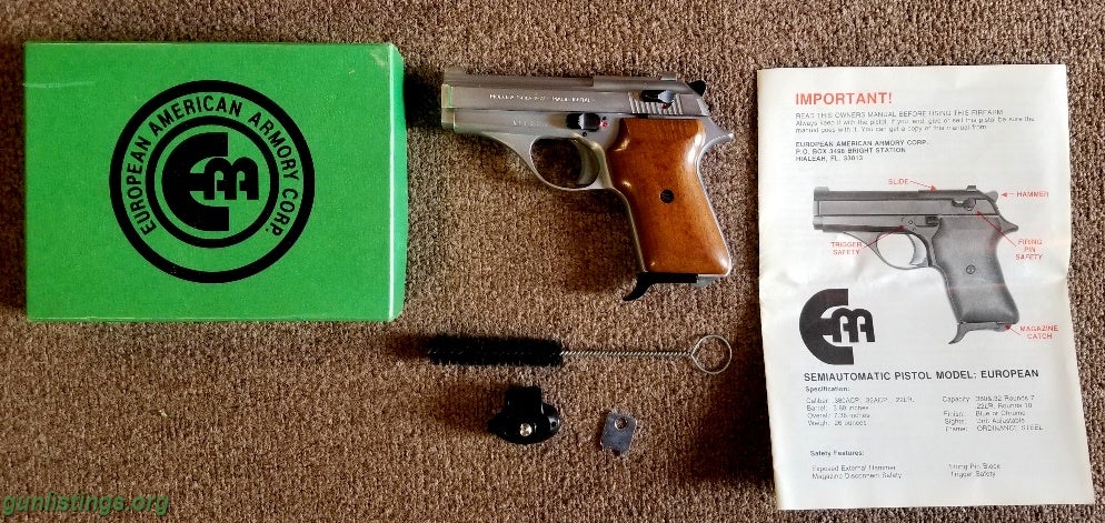 Pistols European Arms Corp. Stainless 380 With Box/Papers