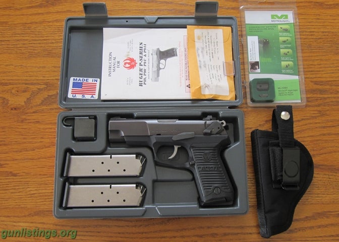 Pistols FS: RUGER P90 .45ACP PISTOL W/3 MAGS NIGHT SIGHTS