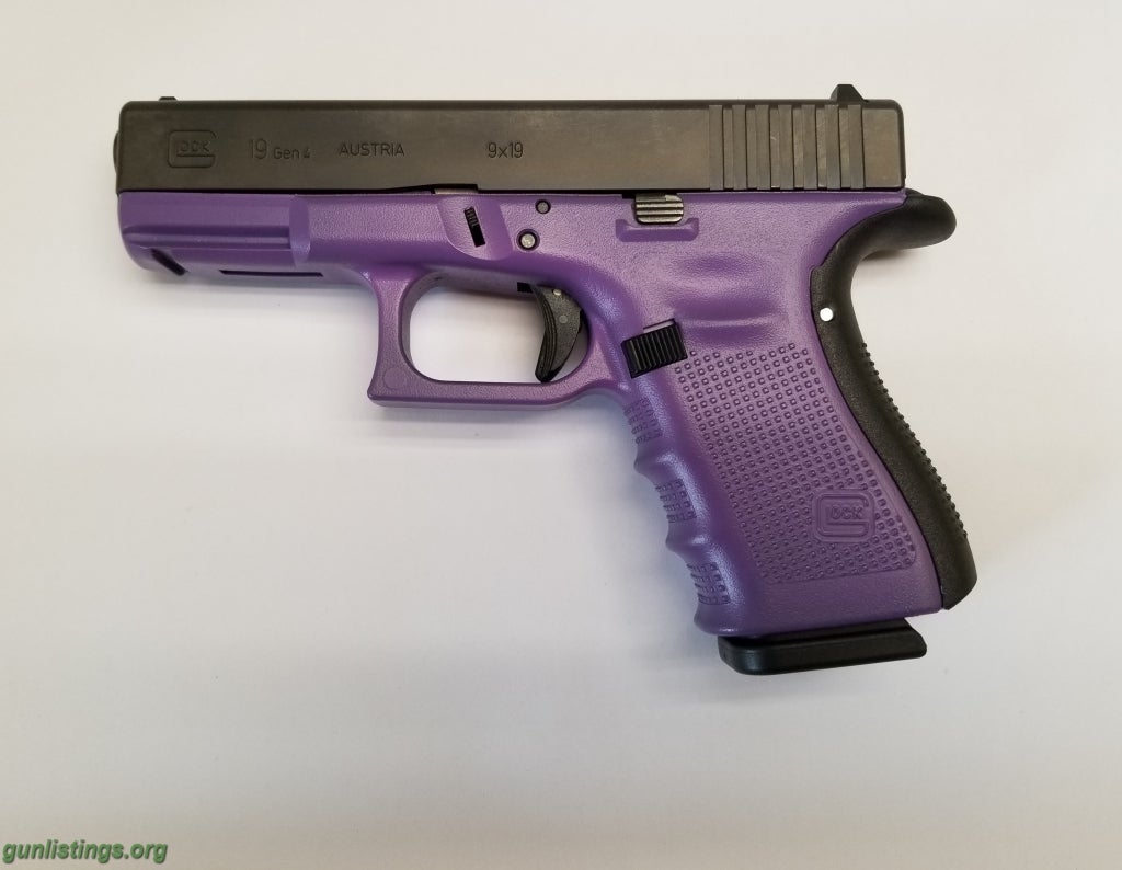 Pistols Glock 19 Gen 4 9mm With X-Werks Lollipop Purple Cerakot