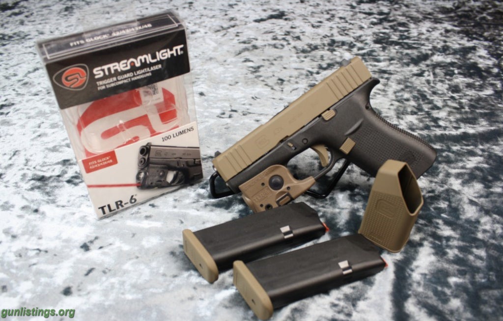 Pistols Glock 43X 9mm Custom Cerakote FDE Streamlight TLR-6 New