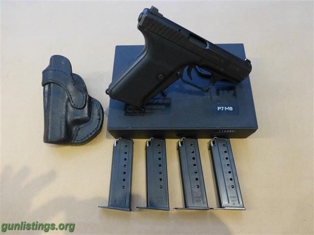 Pistols HK P7M8 9mm 6 Mags Holster