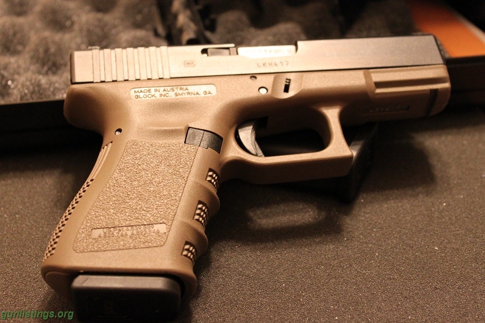 Pistols Like New Olive Drab Glock 23 With Trijicon Night Sights