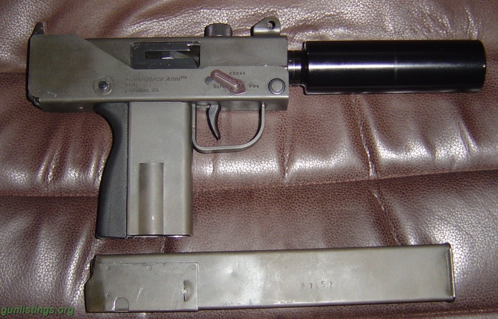 Pistols Masterpiece 9mm Uzi With Threaded Barrel & Fake Supp.