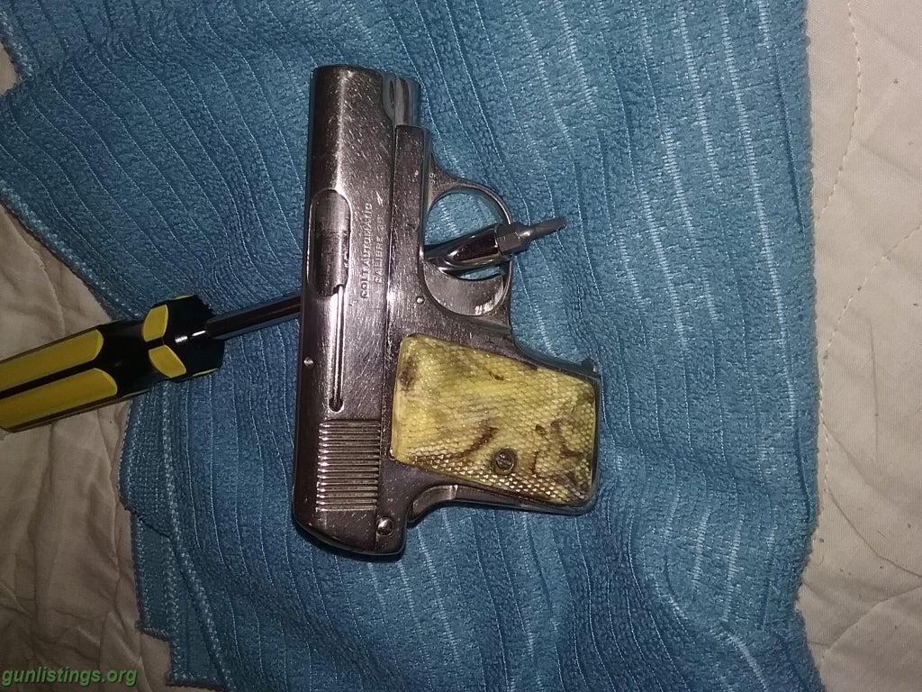 Pistols Nickel Colt 25 Auto. Neat Old Gun