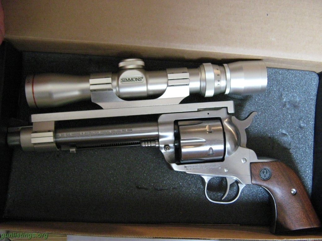 Pistols Ruger Blackhawk 357 Magnum Stainless Revolver W/scope