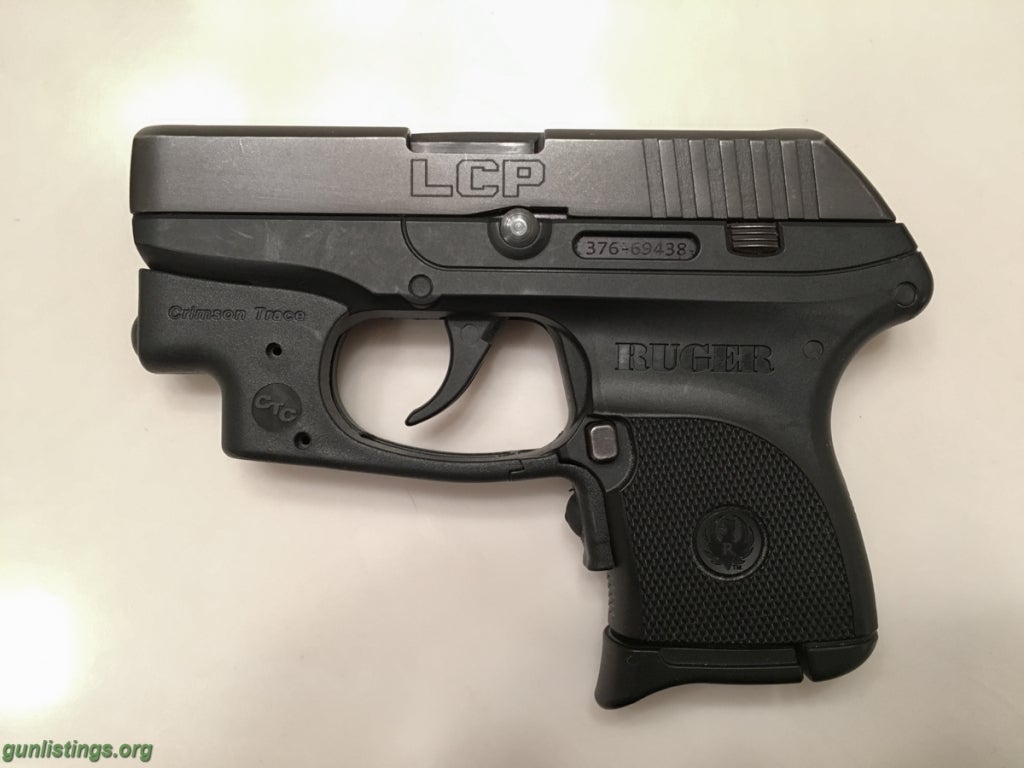 Pistols RUGER LCP-CT 380 AUTO BLACK W/ CRIMSON TRACE LASER RED