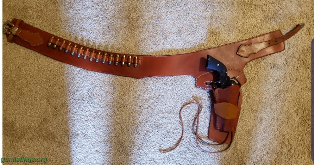 Pistols Ruger New Vaquero 45 Colt/cust. Holster And Belt Rig