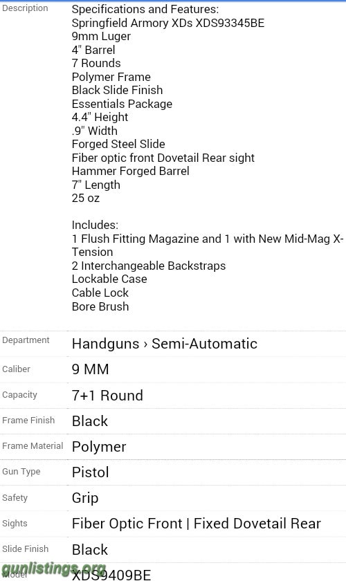 Pistols Springfield XDS 4.0. 9mm NIB