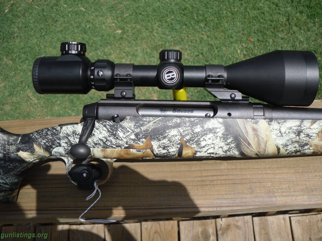 Rifles Savage Axis 243win, Camo W/ 3-9x56 Bushnell Scope