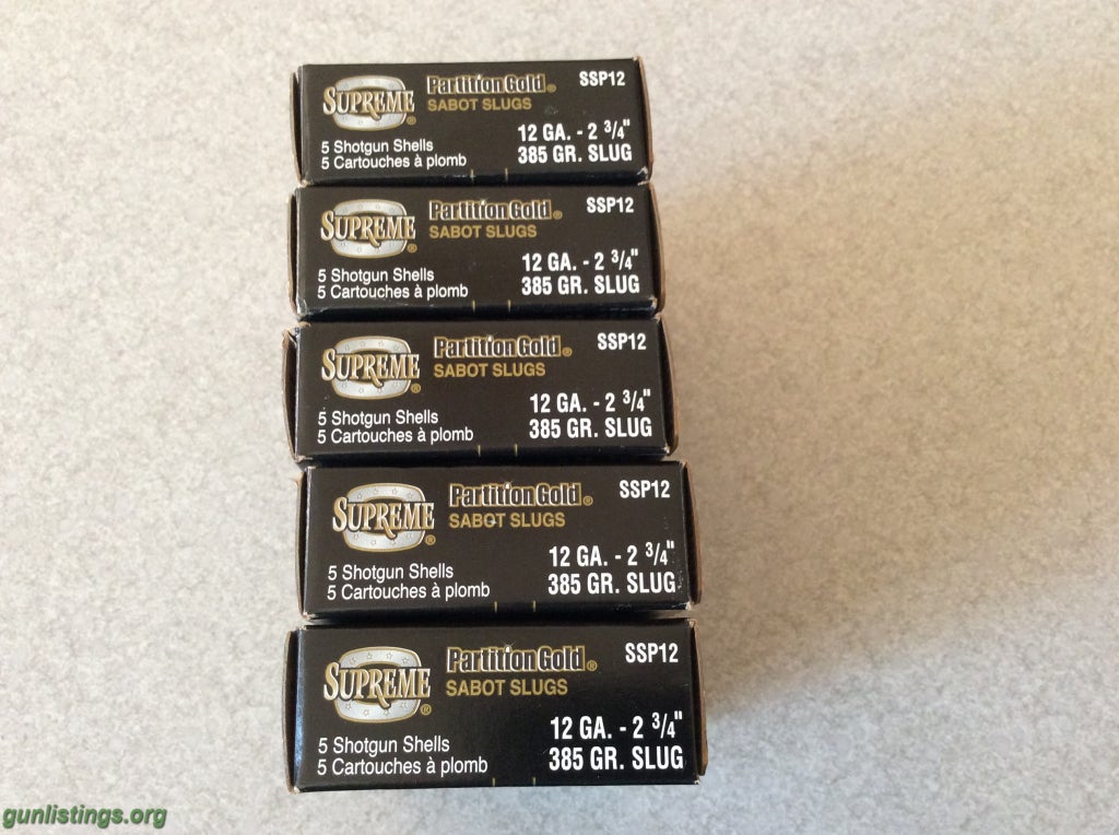 Ammo Winchester Supreme Gold Partition Sabot Slugs 12 GA.