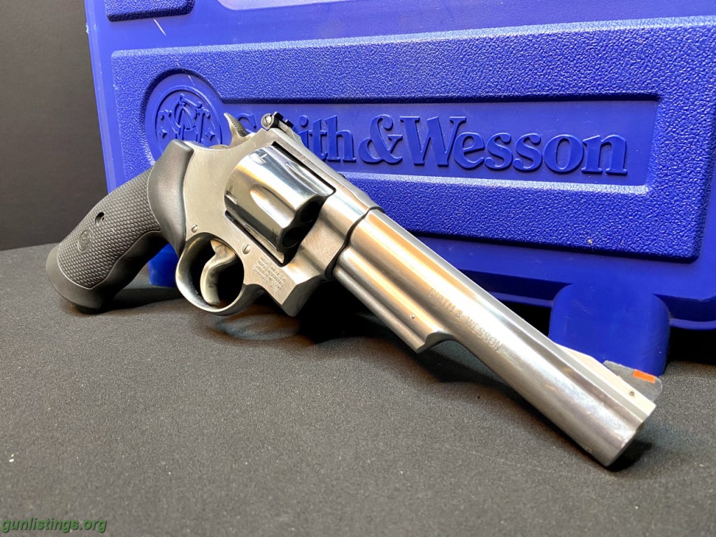 Pistols 44 Magnum Smith And Wesson Stainless 6in Revolver